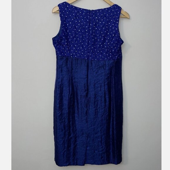 Vtg Y2K J. TAYLOR Cocktail Dress Blue Rhinestones &. Jacket Size 10 Lace - Picture 5 of 12